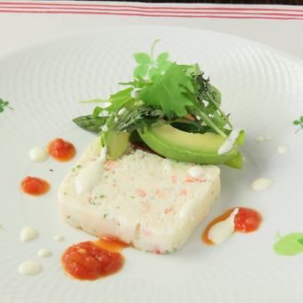 Scallop and snow crab terrine with basil flavor
