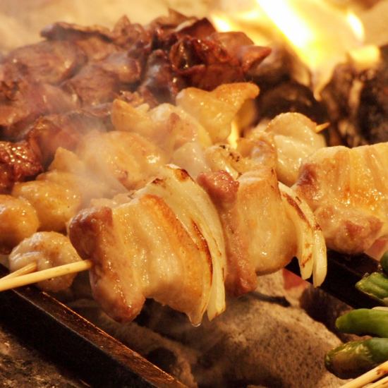 Starting from 120 yen per piece of yakitori! Enjoy authentic yakitori grilled over Bincho charcoal!