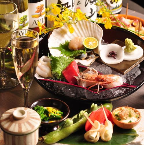 贅沢な宴会にお薦め!120分飲み放題付10品5000円(鍋無し)⇒クーポン利用で生込&活帆立を進呈