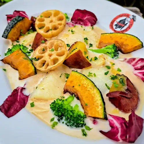 [September] White fish and seasonal vegetables in a forno sauce ~with bagna cauda sauce~ (served with rice)