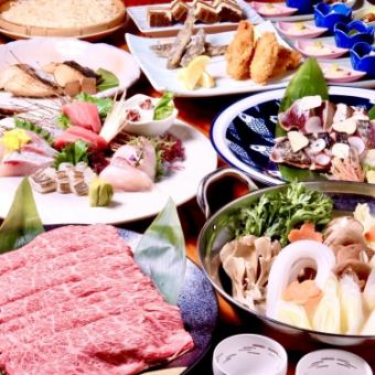 【7000円(税込)牛しゃぶコース】自慢のかつおのわら焼き他定番メニューあり！2時間飲み放題付！