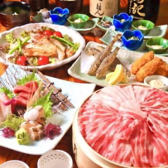 【5000円(税込)豚セイロコース】刺身、揚げ物など定番メニューあり！料理全6品2時間飲み放題付！