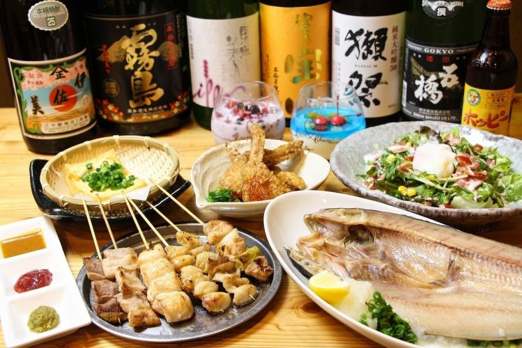 2時間飲み放題付きバランスコース◆名物串焼き3種や鉄板焼き含む全8品◆4000円【税込】