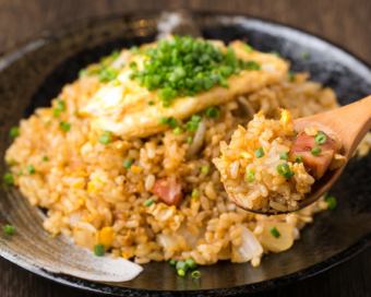 찬 타마 (창자 + 계란 밥) / 마늘 쌀