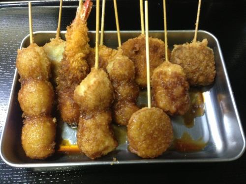 Assortment of 5 kinds of deep-fried skewers