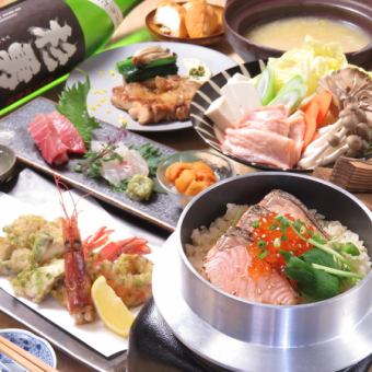 真鯛のコラーゲン鍋、季節の鮮魚とお肉料理を堪能!《全8品》福郎宴会コース¥4980