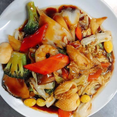 Stir-fried Spinach with Chili Peeled Shrimp and Salty Stewed Chinese Cabbage/Stir-fried Various Vegetables/Special Happosai