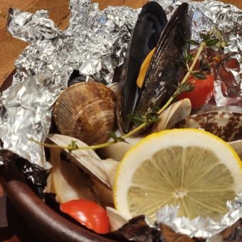 Various shellfish wrapped and baked