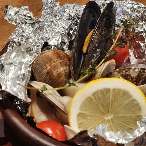 Various shellfish wrapped and baked