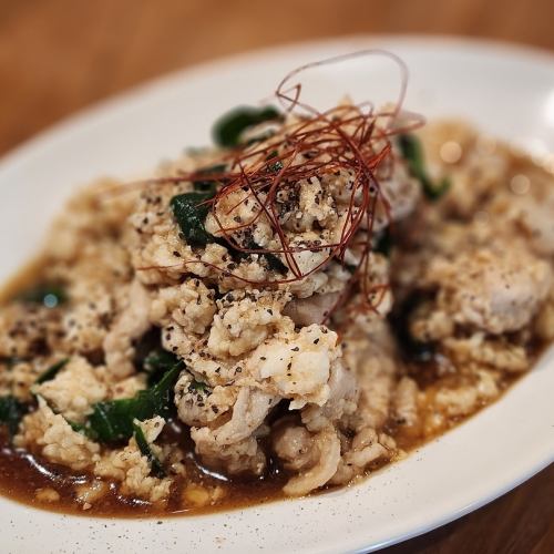 豚肉と卵白のオイスター炒め