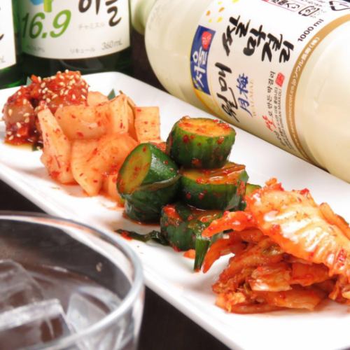 Assortment of 4 kinds of kimchi
