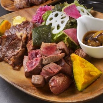 【限定ディナー】上州牛食べ比べ肉盛りコース♪　お料理5品＋肉盛りプレート