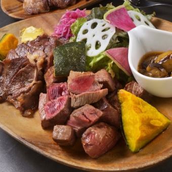 【期間限定ディナー】上州牛食べ比べ肉盛りコース♪　お料理5品＋肉盛りプレート