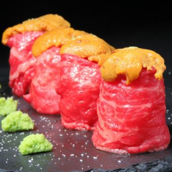 【贅沢の極み！雲丹と国産和牛堪能コース】(日本酒、ワインも)2.5H飲み放付き8品7000円→6500円