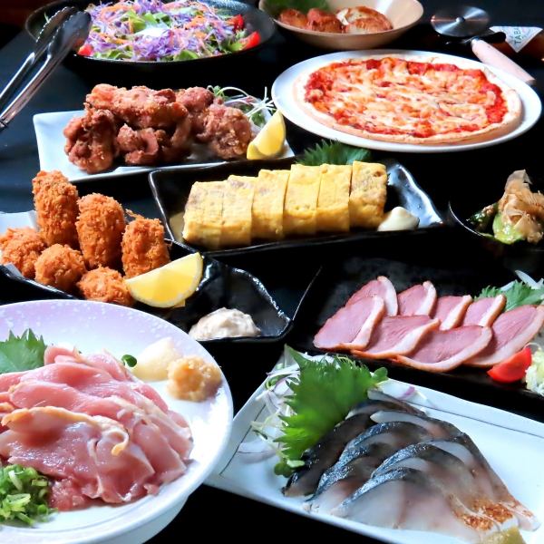 [Minsake高級計劃]雞肉生魚片和烤青花魚等無限量特別菜單★2小時無限量吃喝4,000日元