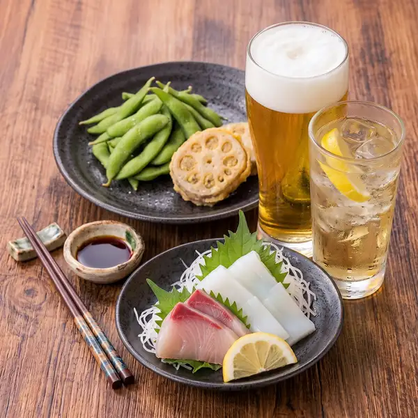 【8月限定/月～水17～19時】早い時間がお得！1ドリンク＋お刺身2種盛り＆枝豆＆からし蓮根◆1000円タイム◆