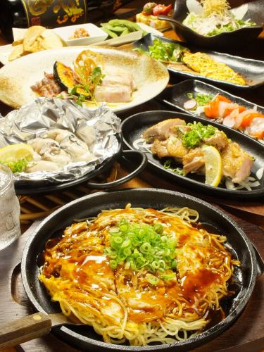Okonomiyaki（肉、蛋、荞麦面）1 M 大小的面条
