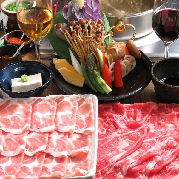 [Recommended for drinking parties and banquets] All-you-can-eat beef and pork shabu-shabu with our special sauce!