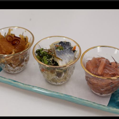 Assortment of 3 kinds of raw delicacies