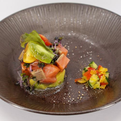 Homemade smoked salmon carpaccio