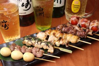 新【生ビール込み♪2時間飲み放題付き】串吟名物！焼き鳥コース！全11品5000円（税込）