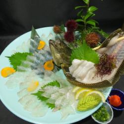 Live caught flounder sashimi/fried/simmered