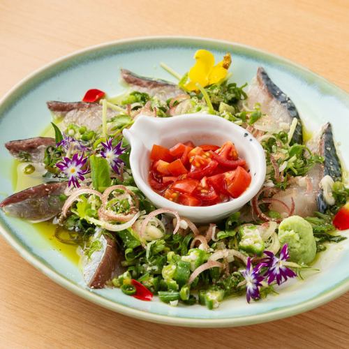 [Oita Prefecture] Spicy sesame mackerel with "Bungo mackerel" and summer vegetables