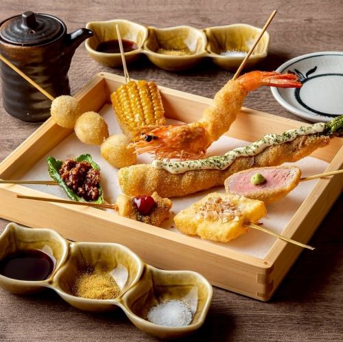 Deep-fried skewers made with 100% rice oil