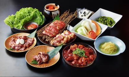 【梅コース】料理のみ★和牛大皿飲めるカルビ、ホルモン盛り合わせ等全11品4400円(税込)