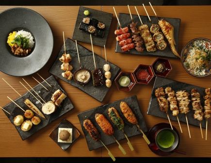 【食べ放題・飲み放題コース】こだわりの串を多彩なドリンクと共に堪能する、おすすめプラン◎