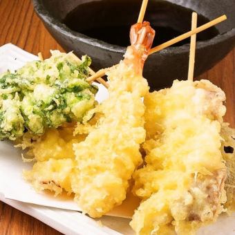 [海鮮/豬肉串天]蝦子/豬肉片/魷魚各一份
