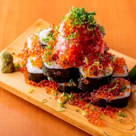 【3小時暢飲】十道菜「匠心」套餐，包含豪華刺身拼盤（含藍鰭鮪魚和海膽）、A5級和牛以及奢華海鮮壽司，原價8,890日圓 ⇒ 現價8,000日元