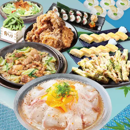 生ビール無し!【風月コース】2H飲み放題付★鮮魚の塩麹カルパッチョ・大判からあげ等全9種4000円