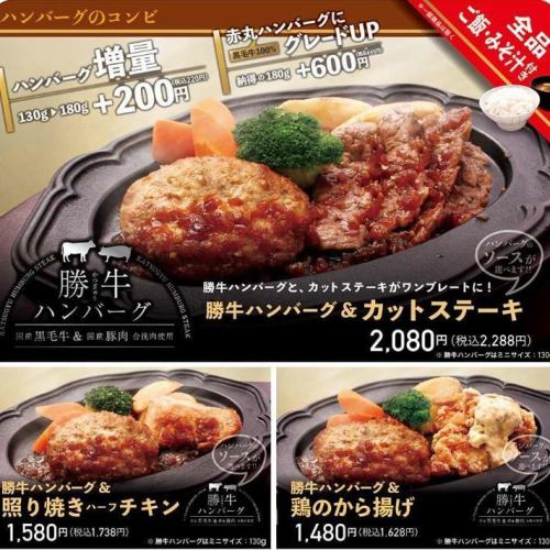 A combination of a hamburger steak and other popular menu items☆