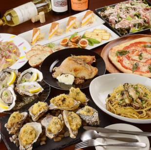 【2시간 음료 무제한 포함】스파클링 와인 1개와 생굴이 있는 “굴 스타” 코스