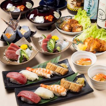 6,000円コース：【気軽に本格鮨】酒肴・ふぐ唐揚・寿司4貫・赤だし〈6,000円〉