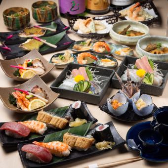 10,000円コース：【極上の和食尽くし】お造り・天ぷら・煮物・寿司orじゃこ飯〈10,000円〉