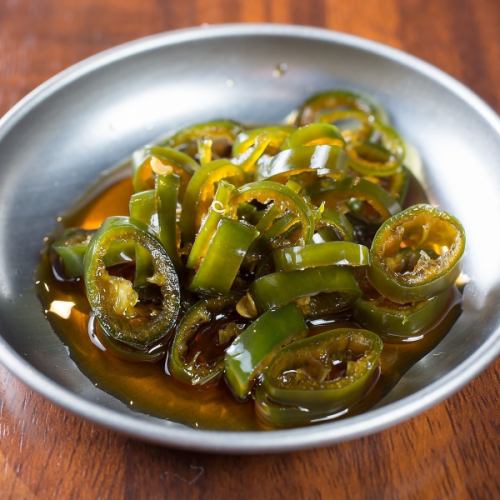 Green chili peppers pickled in soy sauce