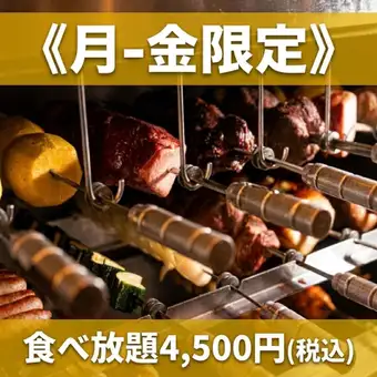 ★For dining out★ All-you-can-eat churrasco (20 varieties) & 16-variety salad buffet for 120 minutes: ¥5,280 → ¥4,500