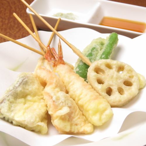Assorted 5 pieces of skewered tempura (3 pieces of seafood, 2 pieces of vegetables, etc.)