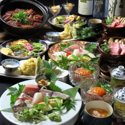 [Most popular] Course with lobster tempura, thickly sliced Iyo beef, steamed eel and clay pot rice (9 dishes in total) 11,000 yen