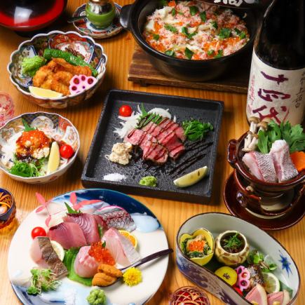 【我們最推薦】砂鍋河豚、和牛西冷、石斑魚、雪蟹套餐,配米飯:11,000日元