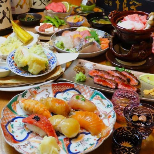 【当店No.1おすすめ】伊勢海老・和牛サーロイン・特上鮨6貫盛り付コース　11000円