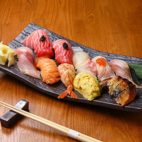 当日OK【にぎり鮨セット】先付け4種・天麩羅盛り・鮨10貫・汁物付き