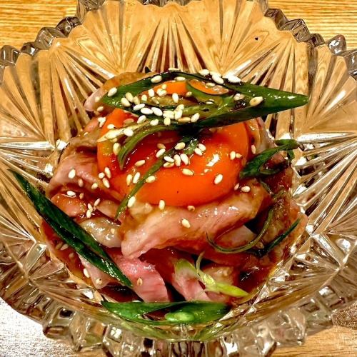 Wagyu beef yukke cooked at 57 degrees Celsius