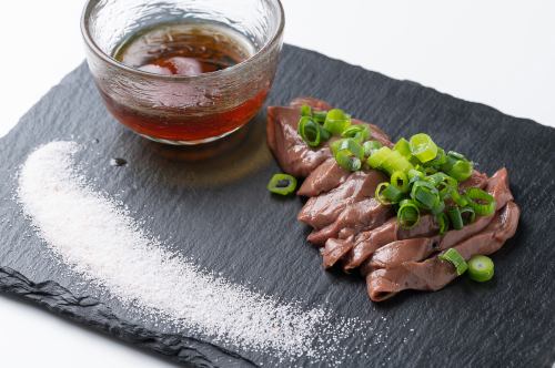 Low-temperature-cooked Kuroge Wagyu beef liver sashimi