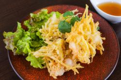 Crispy fried shrimp and sweet potato