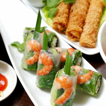 120 minutes all-you-can-drink included! Vietnam trial course including fried spring rolls, fried gizzards with garlic, and fresh spring rolls