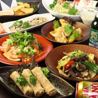 包含120分钟无限畅饮生啤！还有人气炸春卷、配料丰富的烤越南河粉等等。