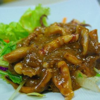 Stir-fried squid liver / homemade fried tofu